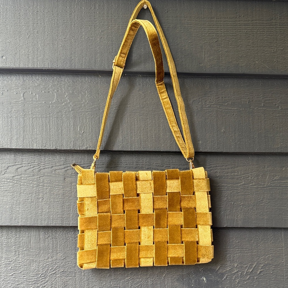 Anthropologie Mustard Woven Crossbody Bag